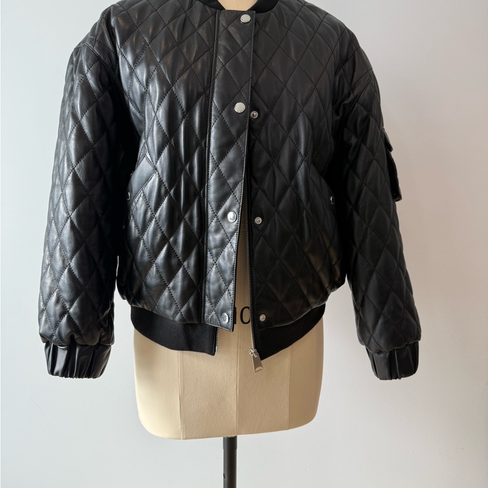 Black Quilted Leather Women's Jacket